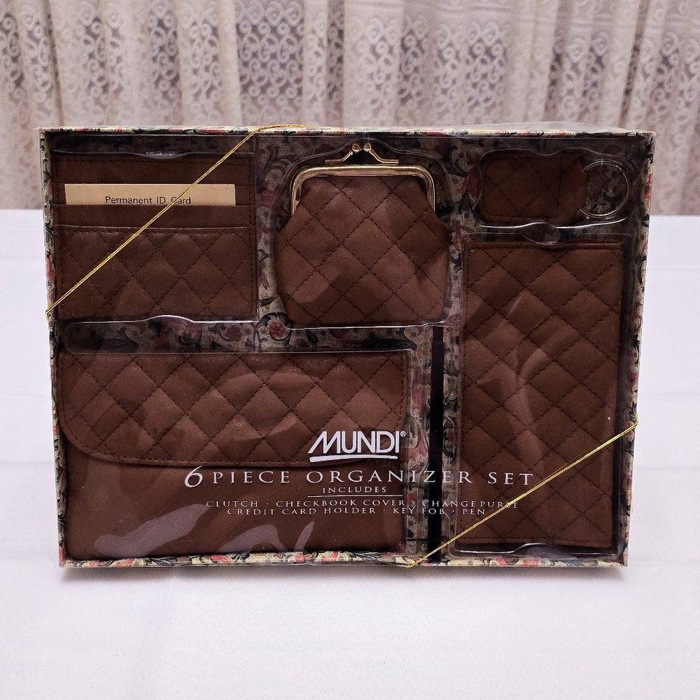 VTG Mundi 6pc Organizer Set, Clutch, Change Purse, Key Fob, Checkbook Cover NOS